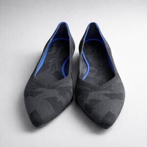 Rothy’s Pointed Toe Flats Gray Camo Knit Women's Washable Shoes Size 9.5